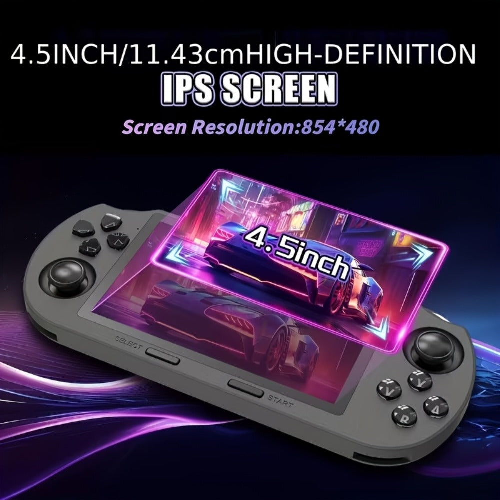 Retro Handheld Game Console Linux System 4.5 Inch HD Screen 64GB Card 3000mAh Battery - Portable Vintage Gaming Device, Perfect Birthday Christmas Halloween Gift for Kids Adults