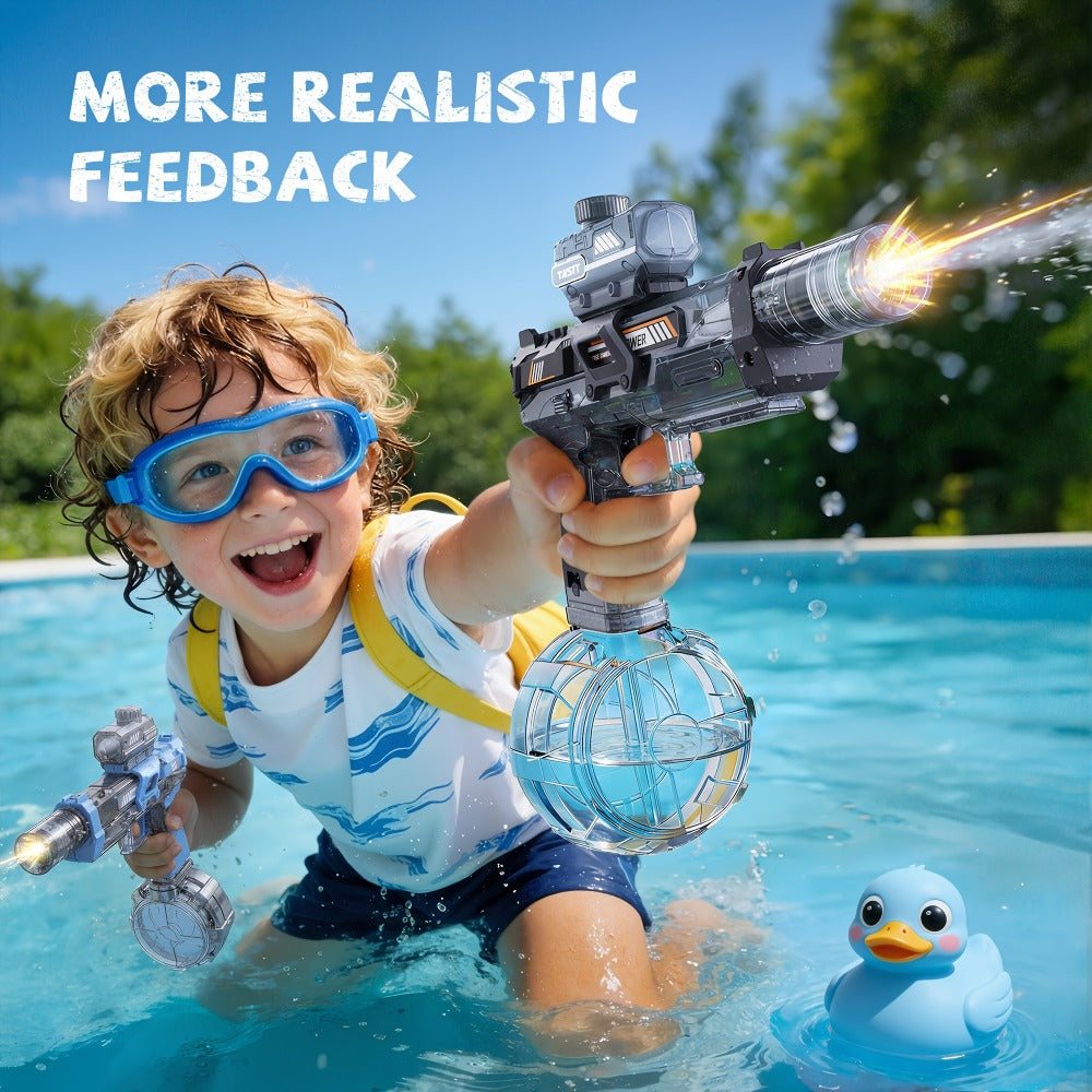 Kids Sound & Light Electric Water Gun Ages 3-8 – Auto Squirt Blaster with Large Tank & LED Effects, Summer Outdoor Pool Beach Backyard Party Toy, Birthday Gift for Boys & Girls, 1pc or 2-Pack
