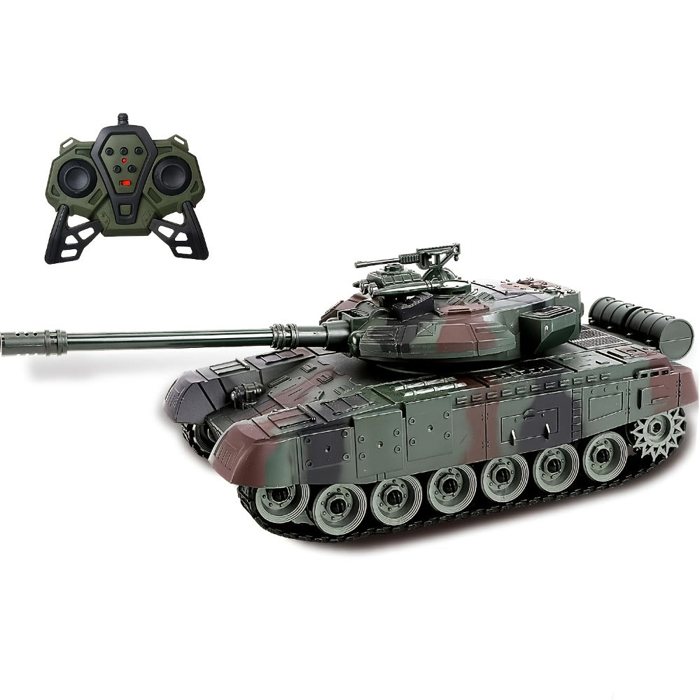 RC Military Tank, 2.4GHz All-Terrain Tracked Armored Vehicle with Turret Rotation, Ages 6+