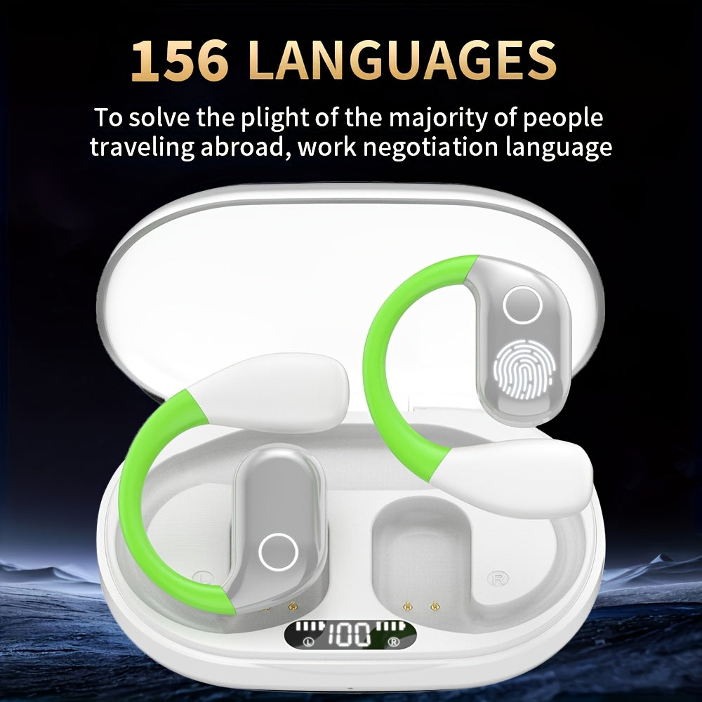 Bone Conduction AI Translation Earphones 156 Languages 3-in-1 Real-Time Wireless Headphones for Travel Business Learning Black Beige Dark Blue Green