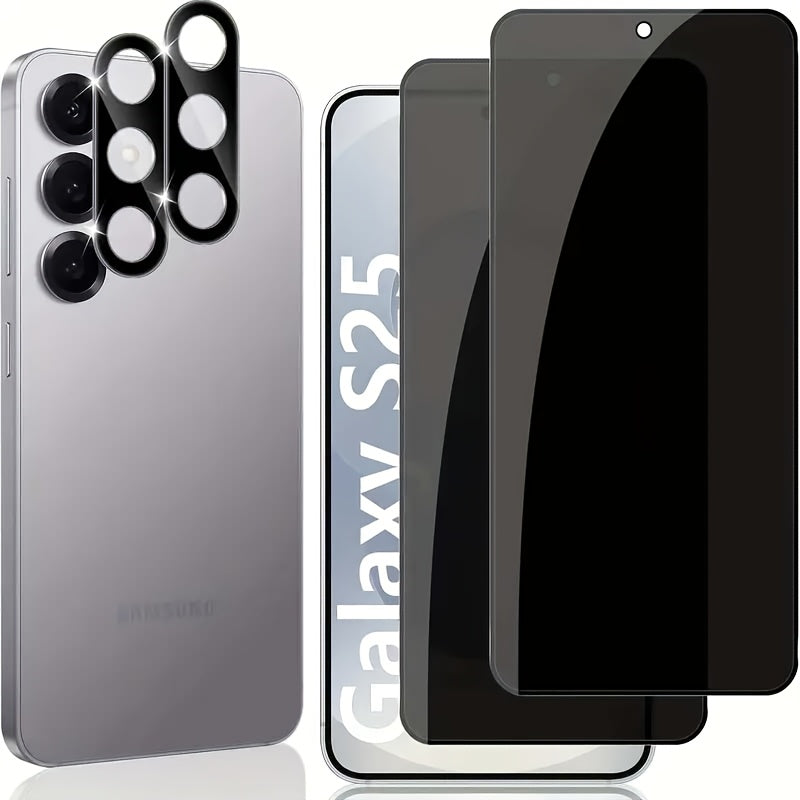 Samsung Galaxy Screen Protector Privacy + Camera Lens 2+2 Pack – 9H Anti-Spy Tempered Glass, Fingerprint Unlock Support, HD Clear, Anti-Scratch, Easy Install, Galaxy S23 Ultra & A34