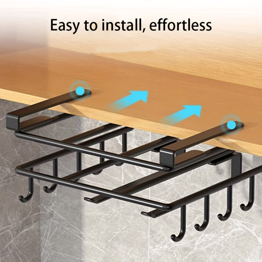Kitchen Hook Rack for Cutting Boards Lids & Cabinet Door – Heavy Duty Carbon Steel Wall Mounted Organizer for Kitchen Tools & Bathroom Supplies, Rust-Resistant Black