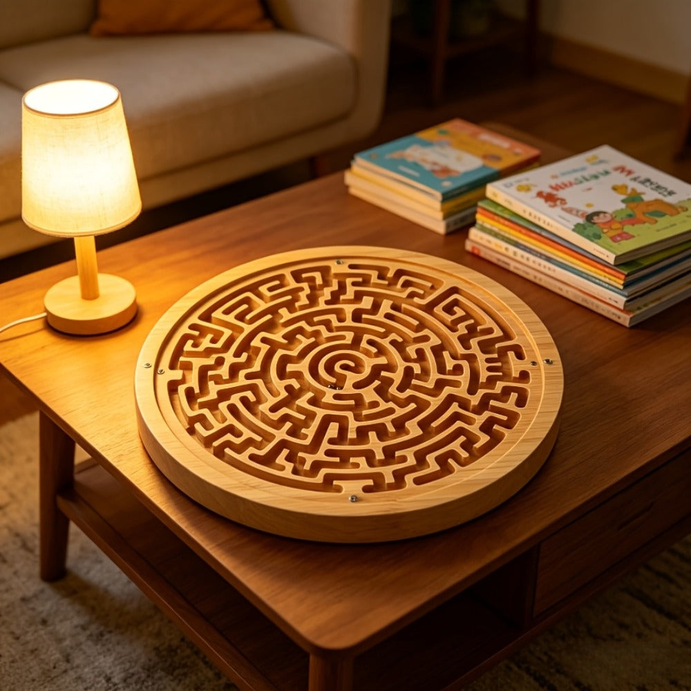Wooden Maze Balance Board with Steel Ball, Handheld Puzzle Game in 1 or 2 Packs