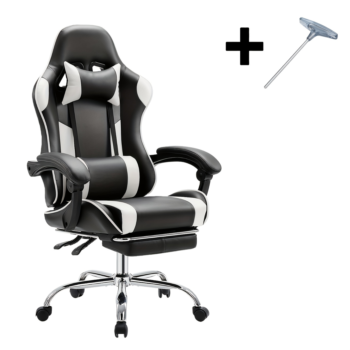 Ergonomic Gaming Chair with Rotating Armrest Lumbar Support & Headrest – Esports Racing Style Computer Office Chair with Footrest for Home Office Desk Work Study