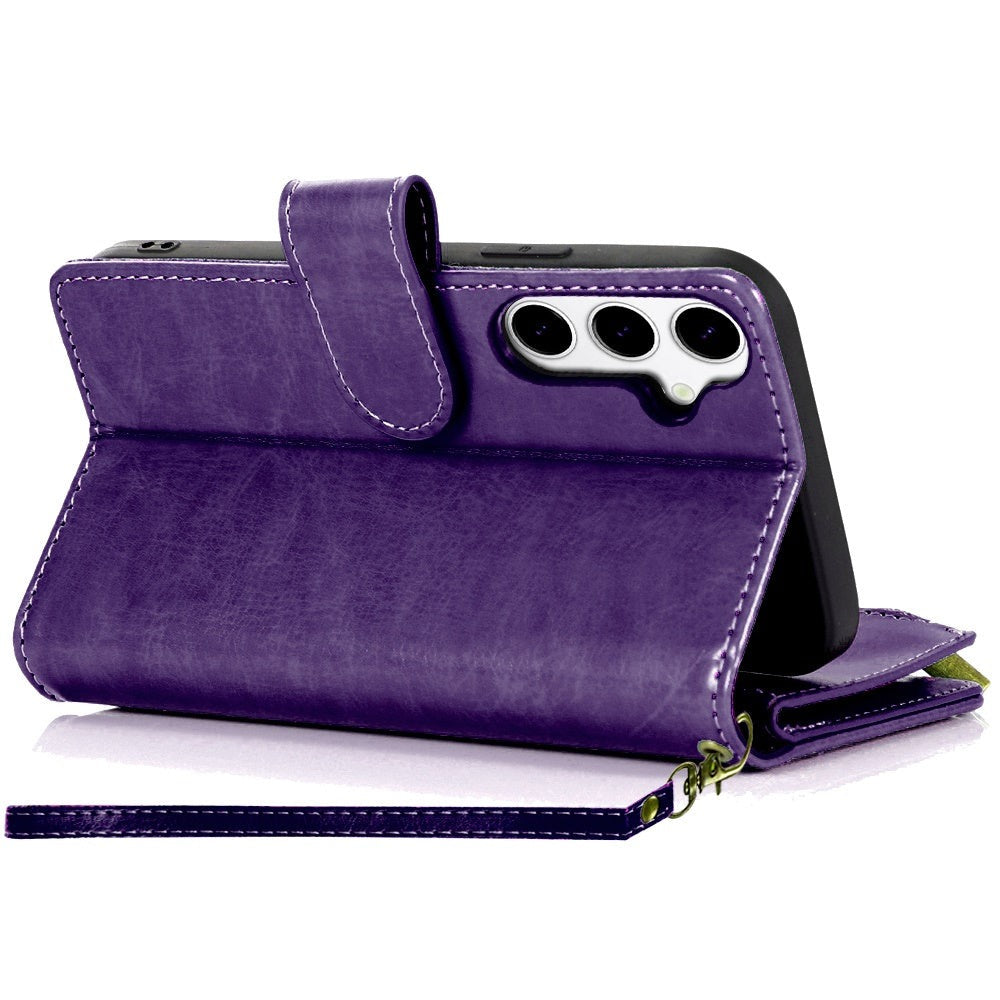 Wallet Case for Samsung Galaxy S25 FE – Luxury Leather Zipper Card Holder ID Window Money Pocket Folio Flip Cover, Slim Protective Phone Case with Card Slots for Galaxy S25 FE Women Men