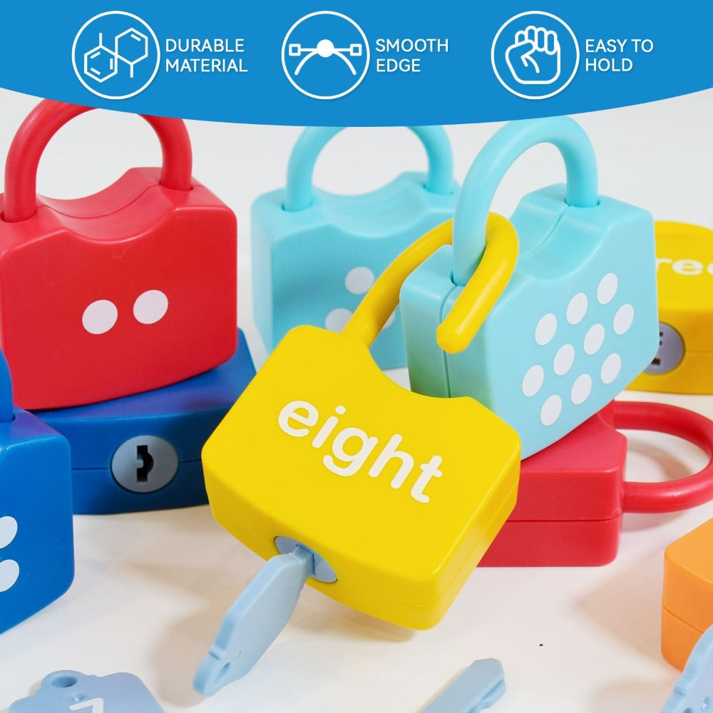 Preschool Math Lock and Key Counting Toy 10 Sets — Number Recognition Manipulative for Kids Ages 3-5, Color-Coded Kindergarten Math Activity, Montessori Hands-On Learning Toy, Birthday Christmas Gift
