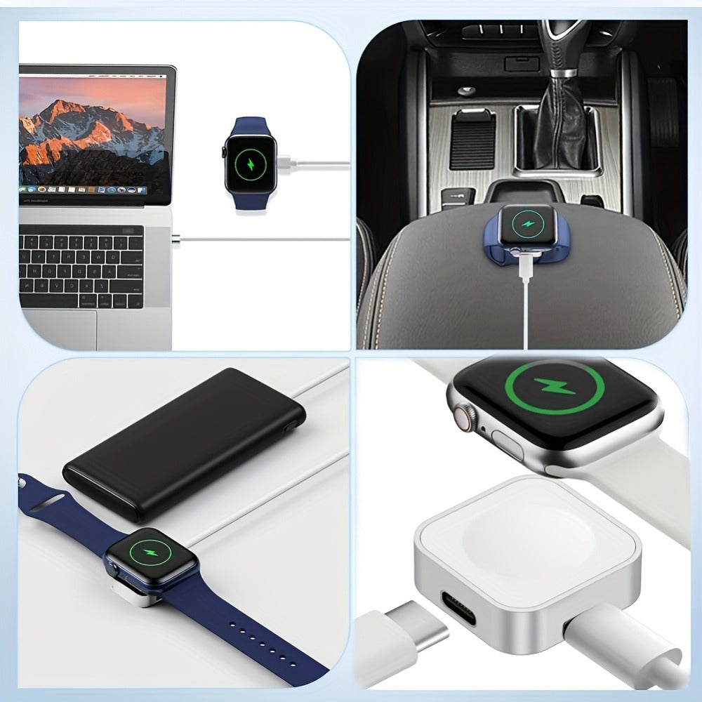Apple Watch Magnetic Charging Stand with USB-C – Fast Magnetic Charger Dock Compatible with iWatch Ultra Series 9 8 7 6 5 SE 4 3 2 Portable Bedside Desk Charger 6 Colors Red Black Silver Green Blue Rose Gold