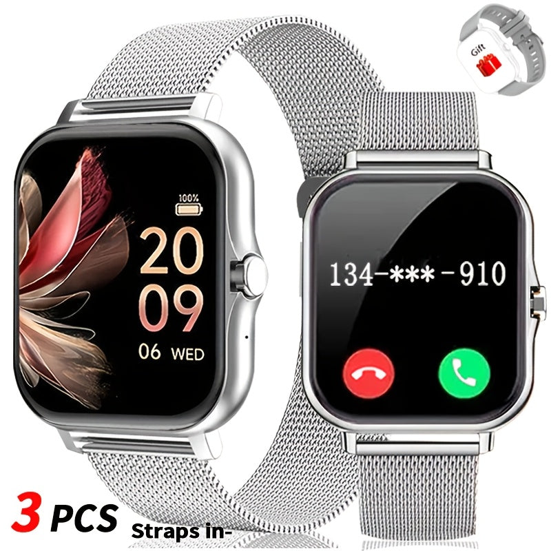Smartwatch for Men Women with Bluetooth Calling, 1.83" Full Touch Screen Large Dial, Weather Notification, Sports Tracker & Pedometer, Multiple Sport Modes, USB Rechargeable – Unisex Gift Smart Watch Gold Silver Black