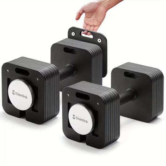 Quick-Lock Adjustable Dumbbells with Square Plates, Sets and Accessory Options