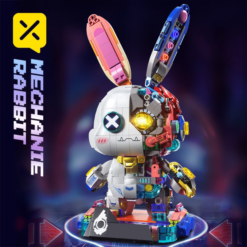Mechanical Rabbit Building Block Display Model, Pink Punk Style