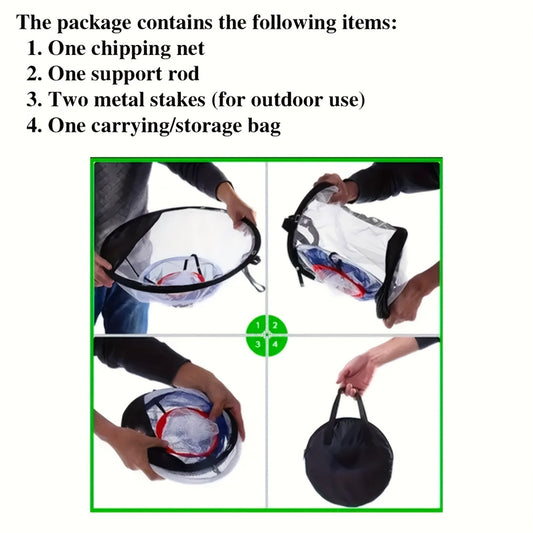 Portable Folding Golf Practice Net with Fixing Tool for Chipping and Pitching