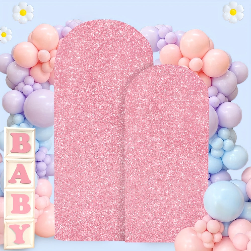 Glitter Sequin Arch Cover 2 Set 6Ft & 7.2Ft Metallic Spandex Payette Panel Wedding Arch Backdrop Cover for Wedding Ceremony, Birthday Party, Bridal Shower & Event Decoration