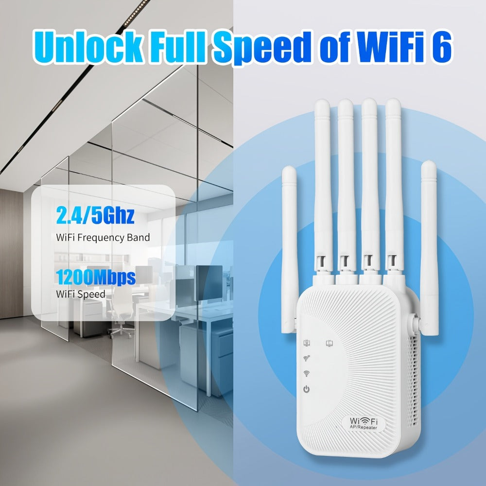 CP3600 WiFi Repeater Signal Booster 2.4GHz Wide Coverage, One-Button WPS Setup, Flexible Antenna Rotation, Adjustable Signal Strength, CISA Certified, Enhanced Stability for Home Office Apartment