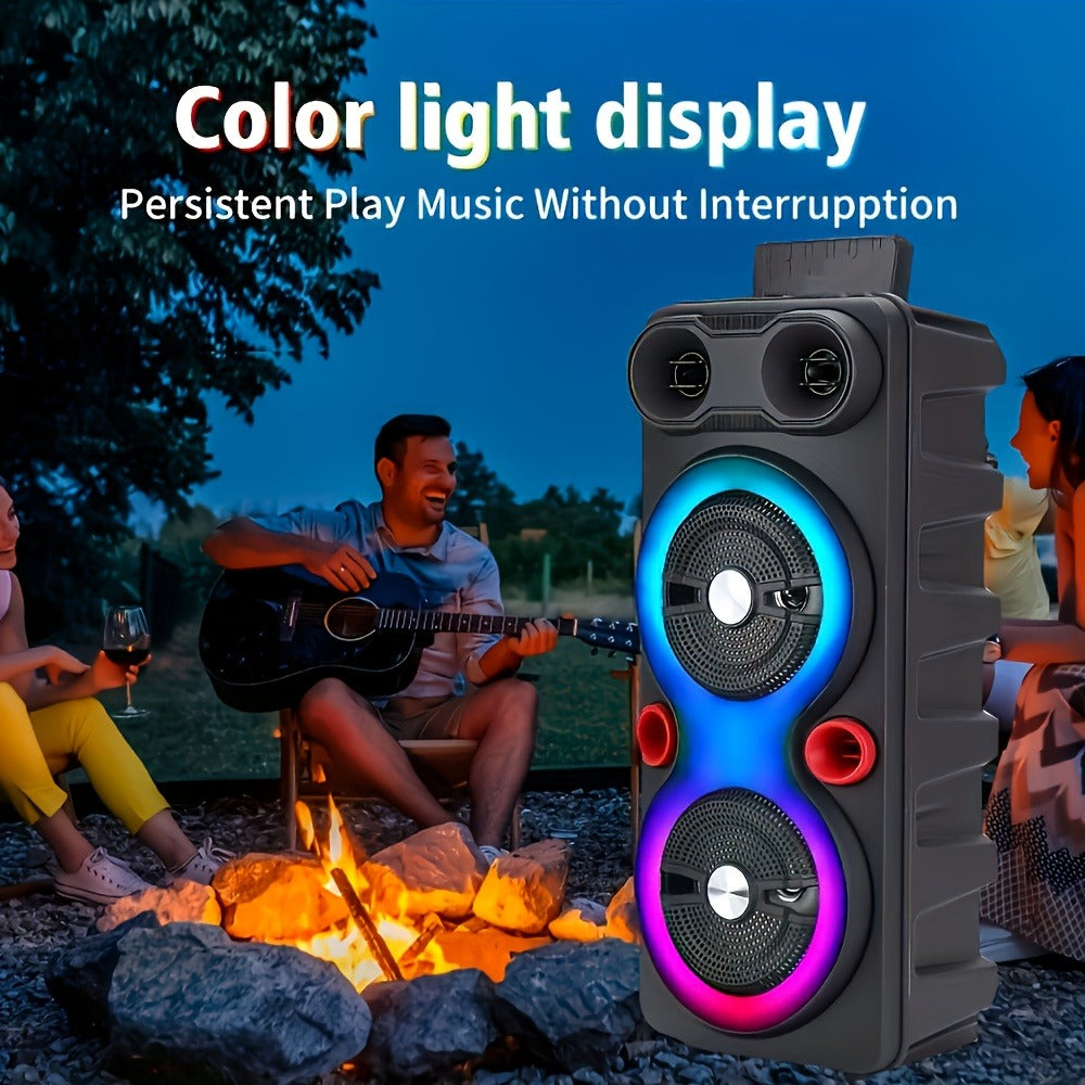 Dual 8.5" Subwoofer Party Speaker 6000W with RGB Lights | Portable Wireless Bluetooth 5.0, TWS Stereo Pairing, FM Radio, Built-in Mic, USB Rechargeable – Outdoor & Indoor Party Boombox