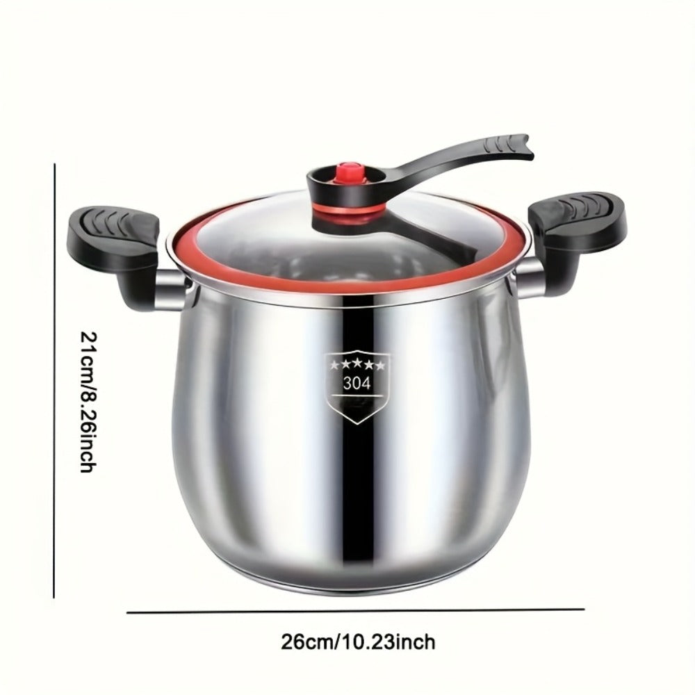 304 Stainless Steel Stew Pot Large Capacity – Food-Grade Non-Stick Multipurpose Cooker | Induction & Gas Stove Compatible Soup Pot for Home Kitchen | Durable Even-Heating Cooking Pot