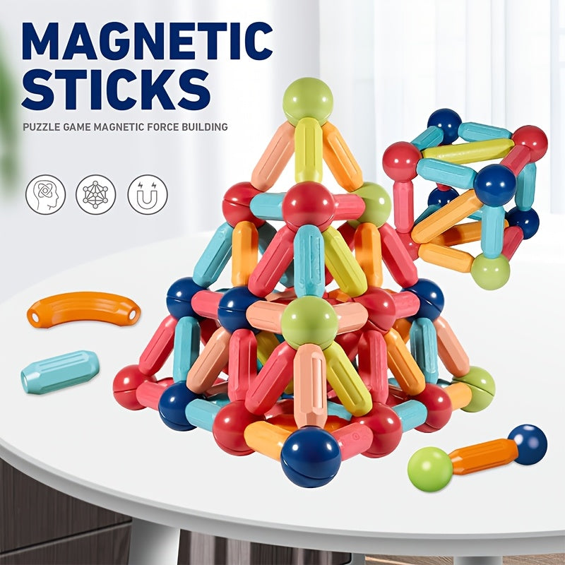 Magnetic Building Sticks Set, 62 Pcs 3D Magnetic Sticks and Balls for Kids Ages 3+