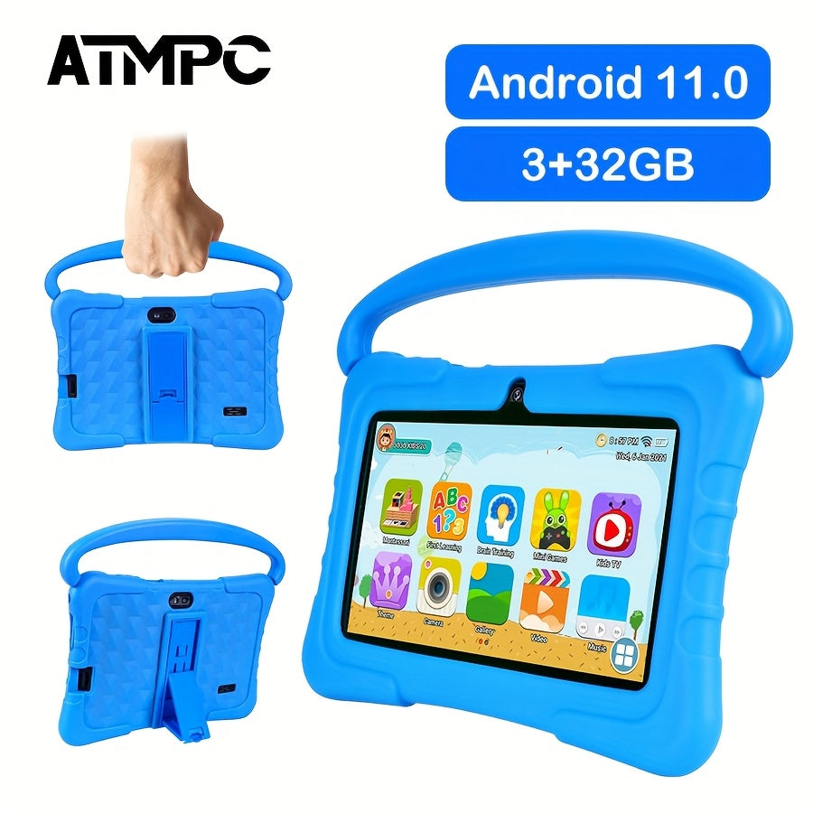Kids Tablet 7 Inch Android 11 with Iwawa App, Parental Controls, 3GB RAM 32GB ROM, 2.4G WiFi Bluetooth, Learning Tablet for Boys & Girls, Educational Toy Gift for Toddlers Ages 3-10, Red & Blue