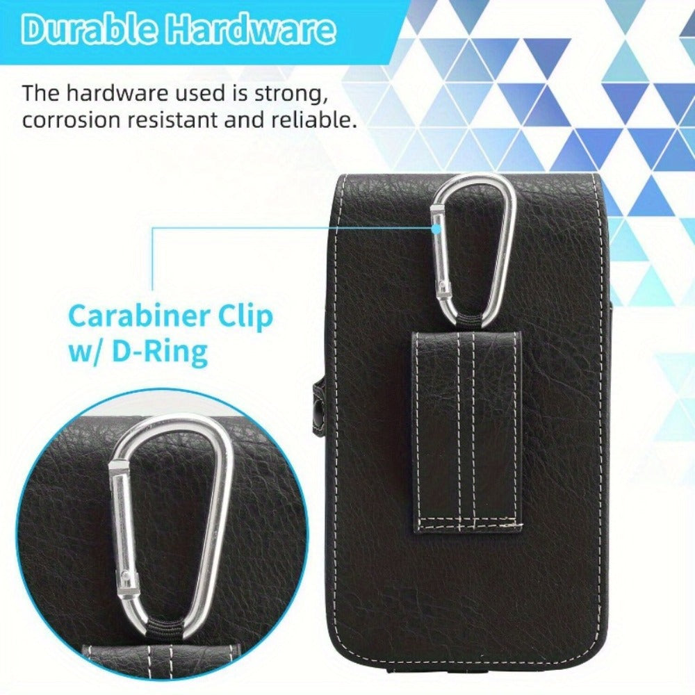 Phone Holster Belt Clip PU Leather Universal Waist Pouch 5.2–7.2 Inch – Vertical Carry Case with Metal Clip & Belt Loop for iPhone 16 15 14 13 12 11 Pro Max Plus, Samsung Galaxy S25 S24 Ultra A Series