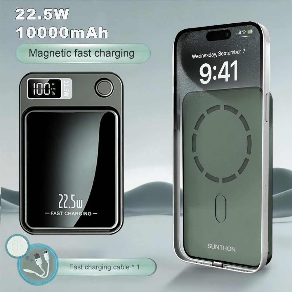 MagSafe Compatible Magnetic Wireless Power Bank 5000mAh 10000mAh – 22.5W PD20W Fast Charging Portable Charger with LED Display, Dual Output & Dual Input for iPhone 17 16 15 14 13 12 & Android