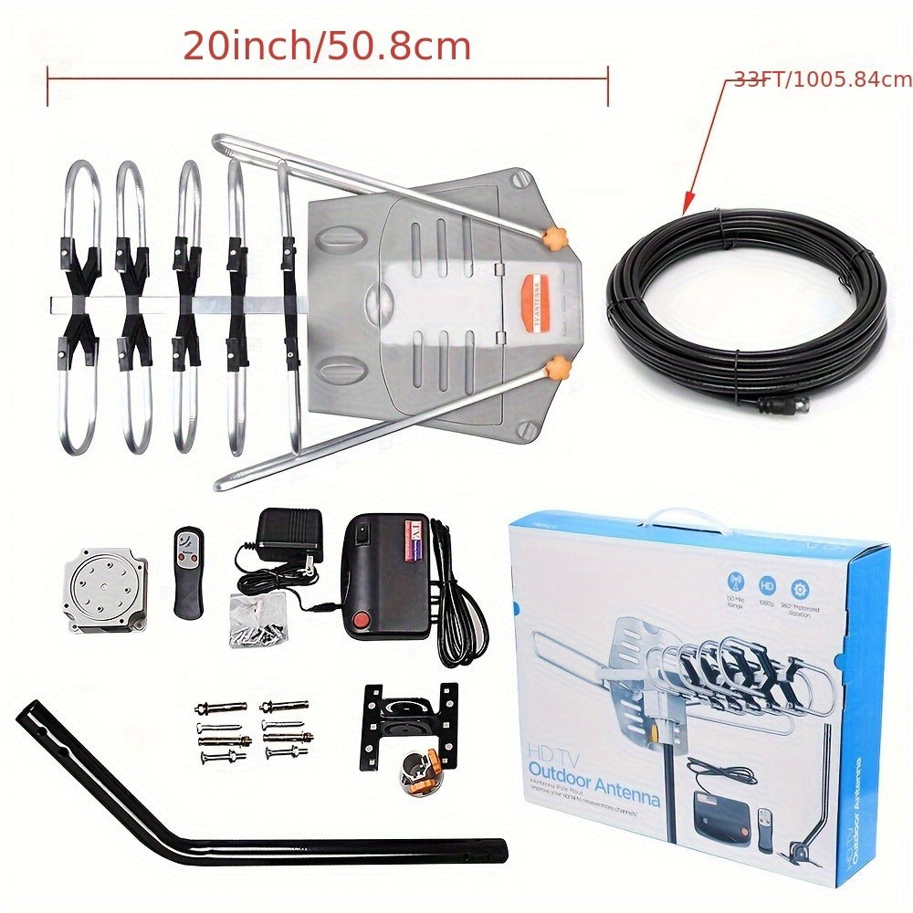 Outdoor TV Antenna 150 Mile No Pole Required - 2026 Easy Setup for Attic or Outdoor, 4K 1080p HD Smart TV VHF UHF, Free Local Channels, Compact Mounting Design