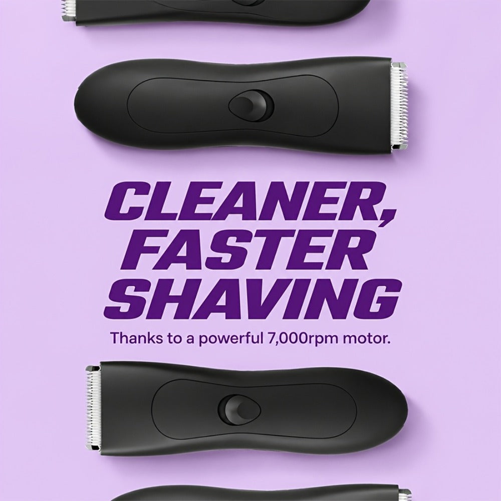 Waterproof Body Hair Trimmer for Men IPX6 Electric Groomer Replaceable Ceramic Blade - Full Body Manscaping Chest Groin Underarm Back Hair Shaver Wet Dry Black Purple Gift