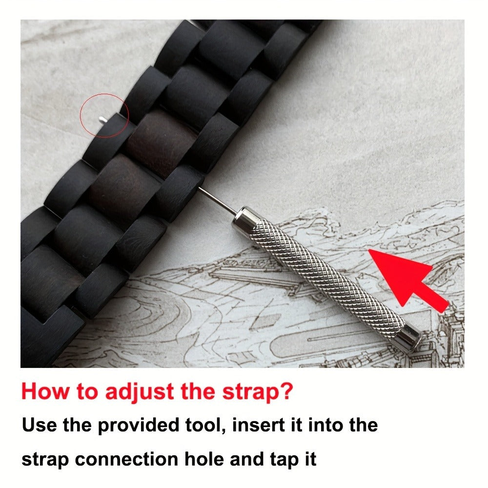 Wood Apple Watch Band Natural Walnut & Blackwood Replacement Strap – Lightweight Adjustable Buckle, Compatible with Apple Watch Series 3–10 SE Ultra 38 40 41 42 44 45 49mm – Dark Brown Black Mixed