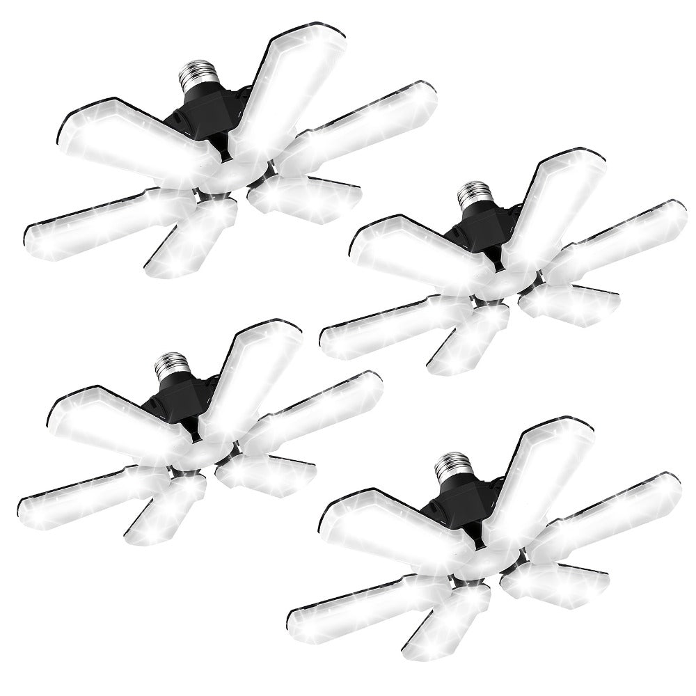 LED Garage Lights 25000LM Deformable – 250W Equivalent E26/E27 Screw-In Ceiling Shop Light with 6+1 / 8+1 Adjustable Panels for Garage, Basement, Attic & Warehouse (1, 2 or 4-Pack)