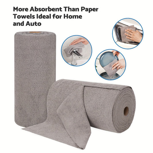 Microfiber Cleaning Cloths, 100-Count Reusable Tear-Away Roll, 12 x 12 Inches