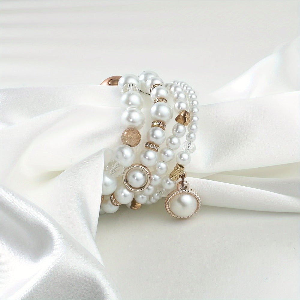 Pearl Watch Band for Apple Watch Series 11 10 9 8 7 6 5 4 3 2 1 SE Bling Jewelry Bracelet Strap Stainless Steel Buckle Elegant Women 38mm 40mm 41mm 42mm 44mm 45mm 46mm 49mm Pearl White Sakura Pink Akoya Champagne Gold