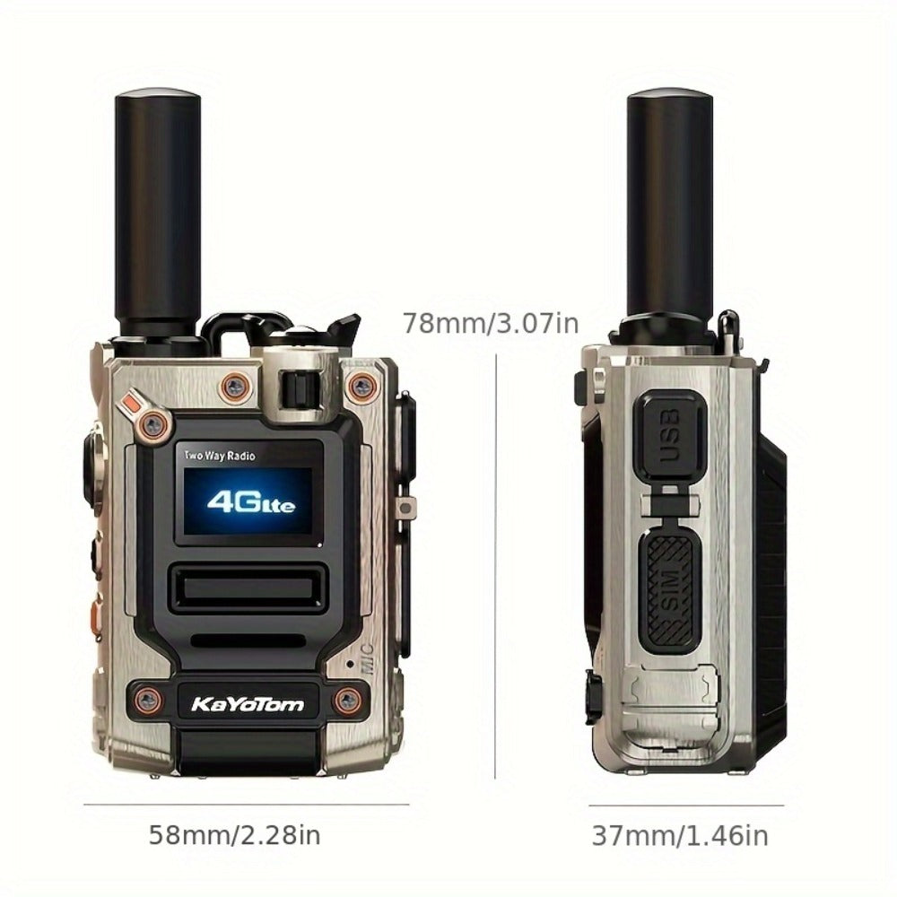 Kayotom K300S 4G Global Walkie Talkie Unlimited Range, No Monthly Fee Two Way Radio, UHF 400-480MHz Long Battery Life, Dustproof Shockproof Handheld Transceiver for Outdoor Group Remote Coordination
