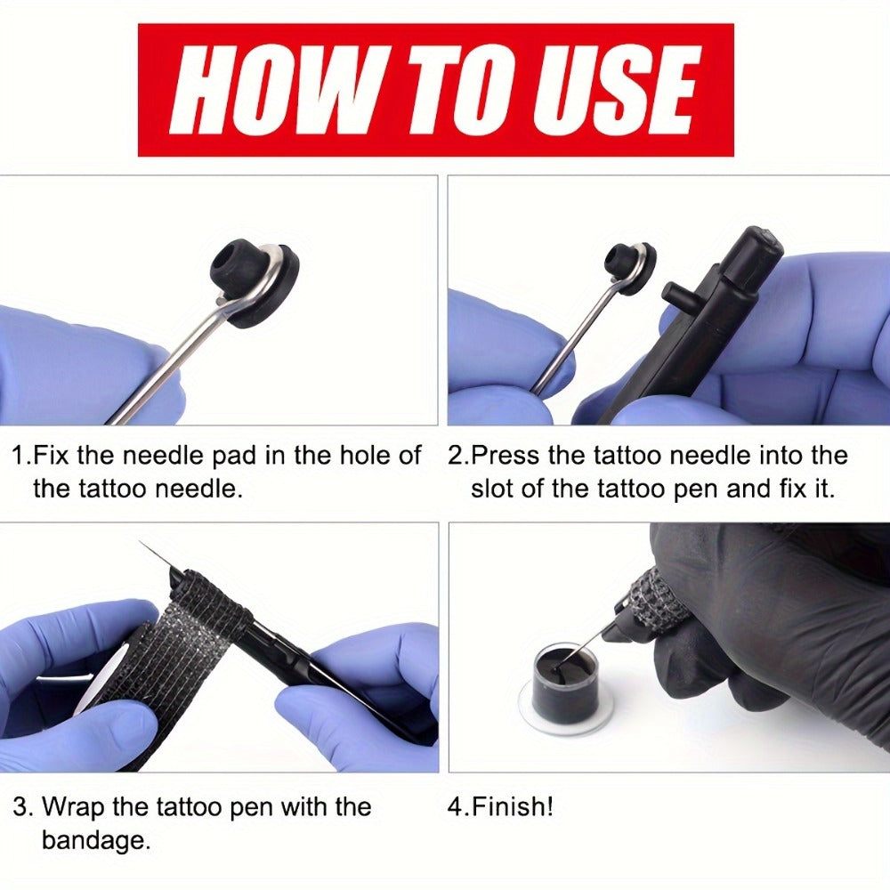 Stick and Poke Tattoo Kit - DIY Manual Tattoo Pen Hand Tool Set with 7 Color Inks, Needles, Bandage & 2 Hollow Stencil Templates for Tattoo Artists & Beginners Home Use