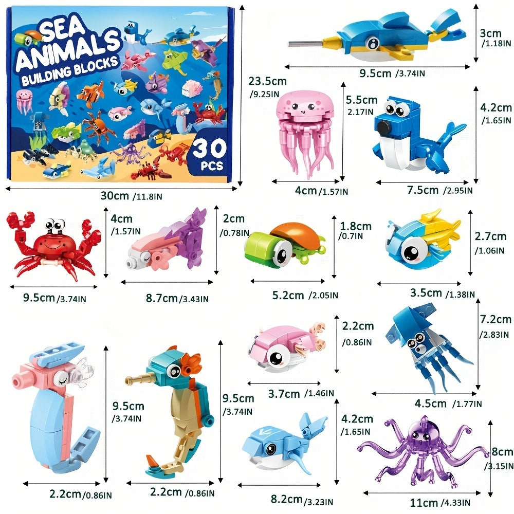 30-Pack Ocean Mini Building Block Sets for Party Favors
