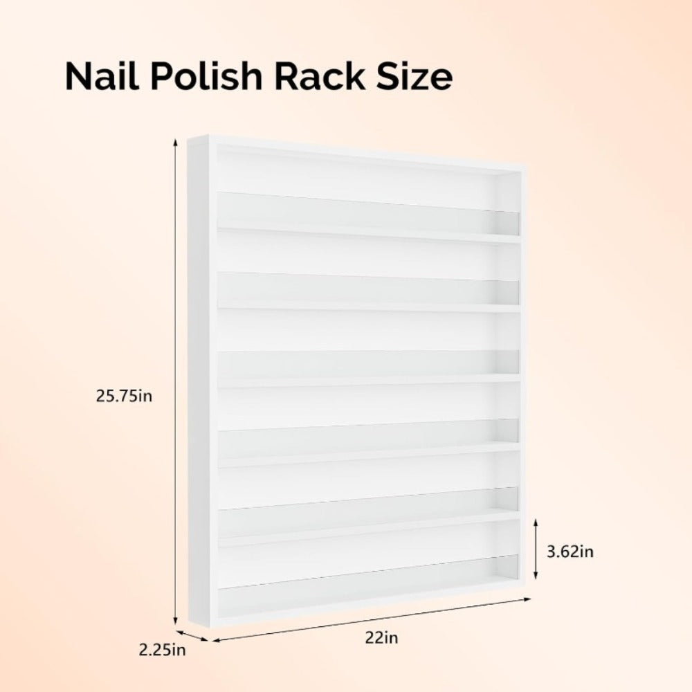 Wall Mount Nail Polish Rack Organizer 6 or 10 Tier with Acrylic Baffle Salon Display Shelf for Gel Polish Storage Nail Studio Home Spa Vanity Black White Pink