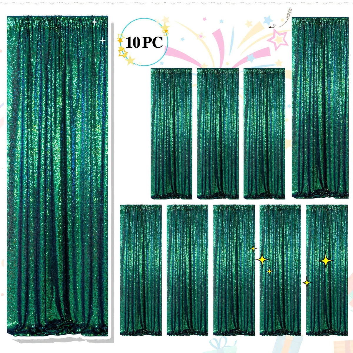 Sequin Backdrop Curtains 2FTx8FT Glitter Photography Background Panels for Party Wedding Birthday Stage Decoration Gold Yellow Shimmer Curtain Set 4 6 10 Panels Available