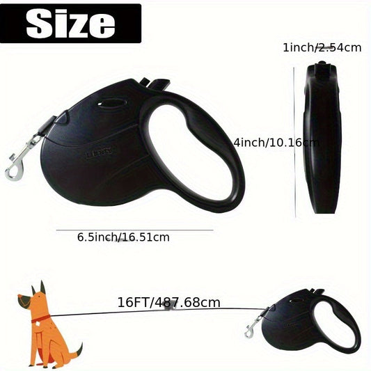 Retractable Dog Leash, 16 ft, Red with One-Hand Lock for Dogs up to 30 lb