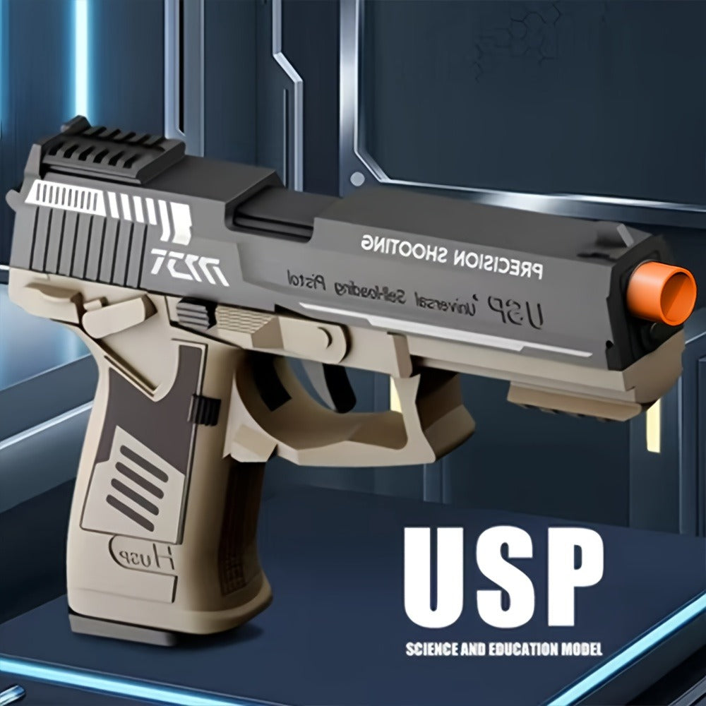 USP Soft Bullet Toy Gun Pistol with Shell Ejecting – Continuous Rapid-Fire Foam Blaster for Boys & Girls, Outdoor Shooting Game, Halloween Thanksgiving Christmas Birthday Gift for Kids Ages 6+