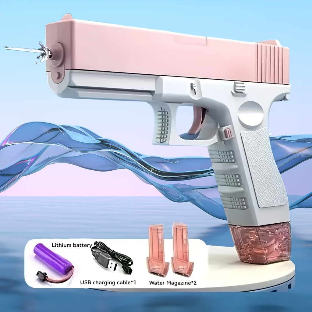 Electric Water Gun with Two Swappable Tanks for Outdoor Water Play, Pink