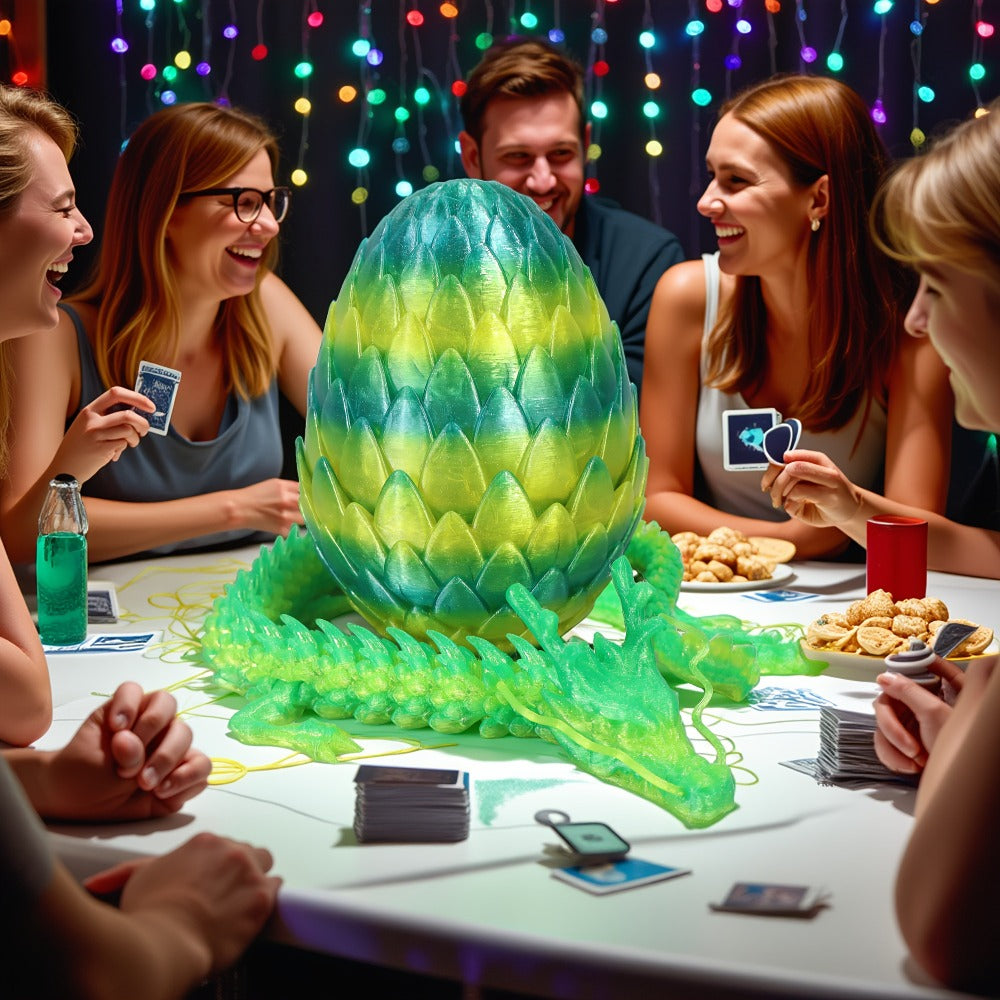 Dragon Egg Gift Set 3D Printed – 7.09in Scaled Egg + 23.62in Large Dragon Ornament, 10 Colors Rainbow Amethyst Crystal Fantasy Collector Gift for Adults Easter Valentine Birthday