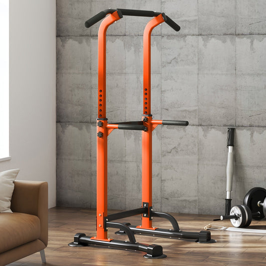 Power Tower Pull-Up and Dip Station with 10 Height Levels and H-Shaped Steel Base