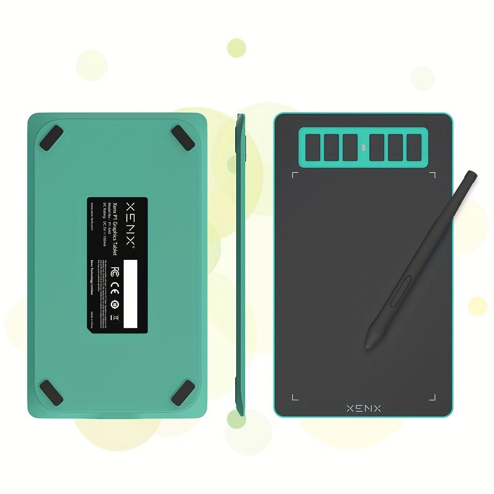 Graphics Drawing Tablet XENX P1-640 8192 Pressure Sensitivity 6 Hot Keys 6.6x4.1 Inch Active Area Battery-Free Stylus Compatible with Mac Windows PC Android for Digital Art Animation OSU Design