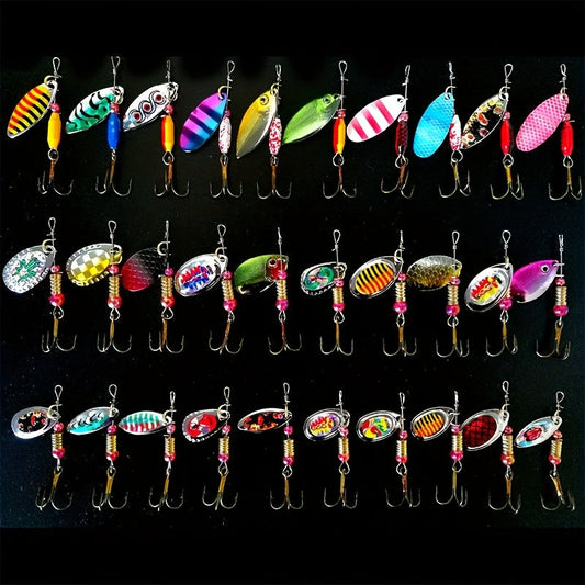 Fishing Spinner Lure Set, 15-Piece Reflective Metal Baits for Freshwater and Saltwater