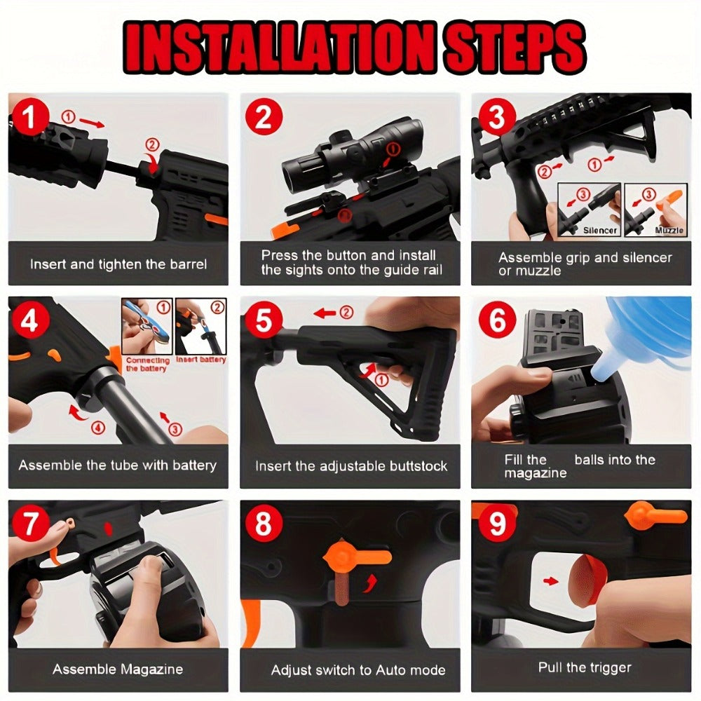USB-Rechargeable Splash Ball Toy Gun, Rifle-Style Outdoor Blaster