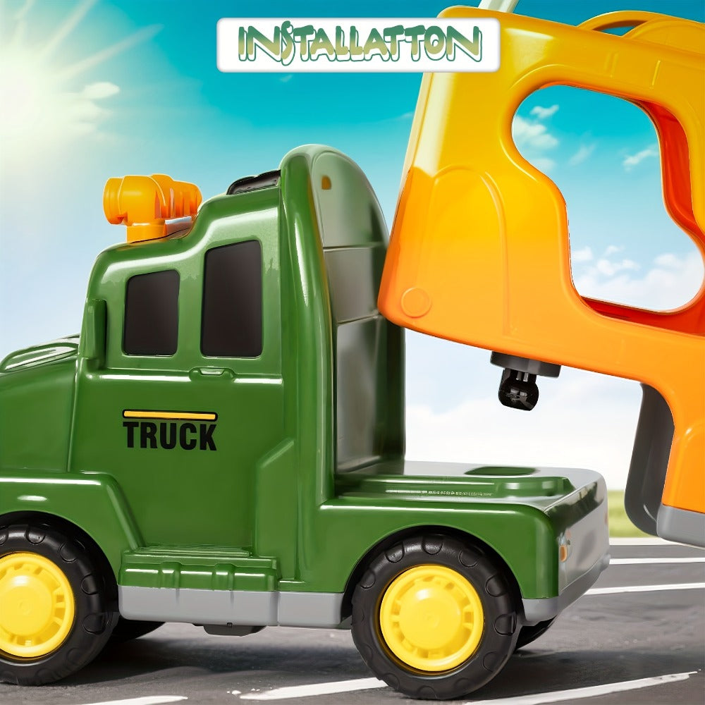 Dinosaur Transport Truck Toy Set with Figures, Cars, Lights and Sounds