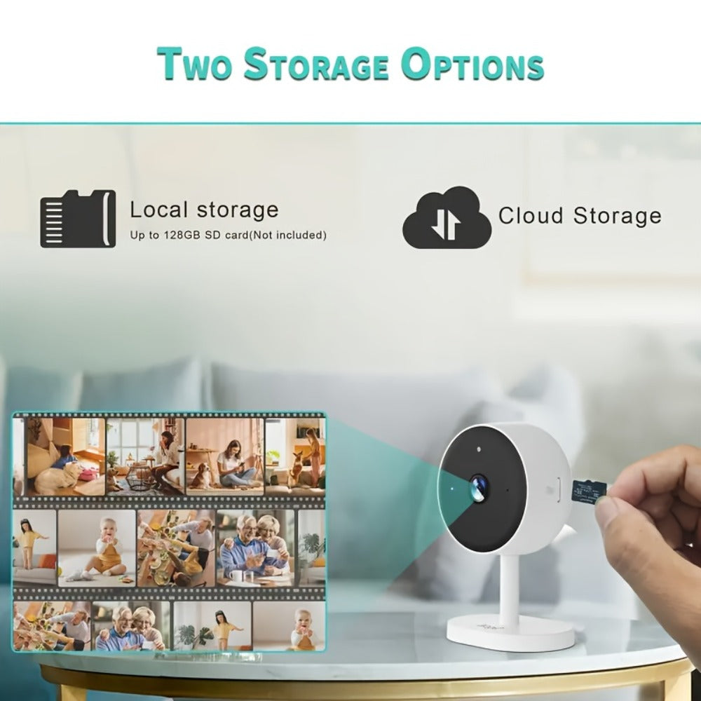 2K 3MP Card-Style WiFi Security Camera Indoor 5G & 2.4G Dual Band Night Vision Motion Detection Two-Way Audio Alexa Google Home Compatible Cloud & SD Card Storage CW1303