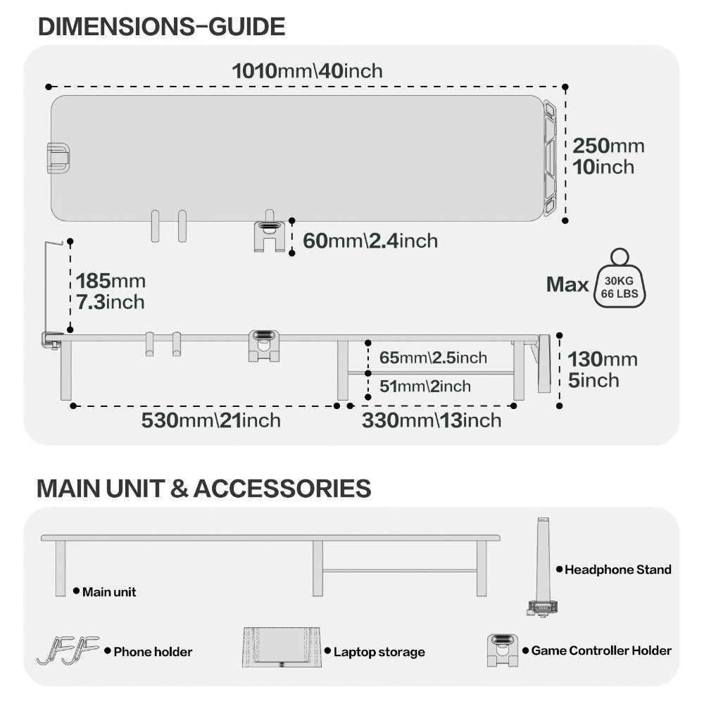 Monitor Stand Organizer with Headset Holder Phone Stand & Game Controller Holder, Versatile Desktop Riser for Computer Monitor Laptop, Gaming & Home Office Desk Organizer