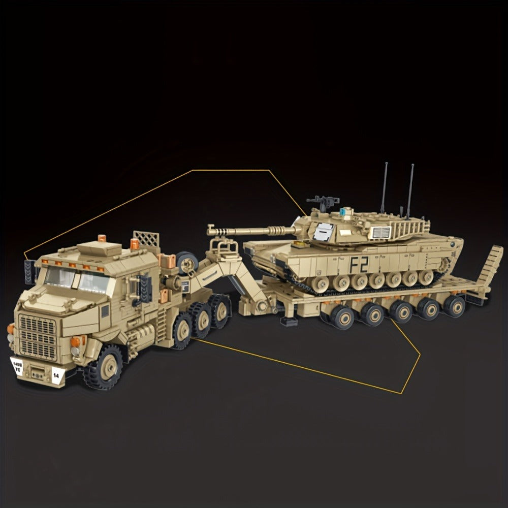 MOC Military Tank Hauler Building Block Set, 3482 Pieces, Armored Transport Model for Adults