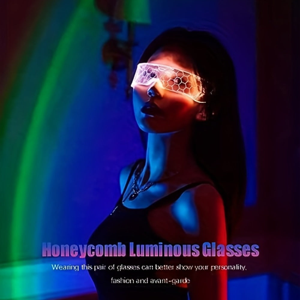 LED Visor Glasses 2 Pack, Cyberpunk Light Up Glasses with 7 Colors and 5 Modes for Parties
