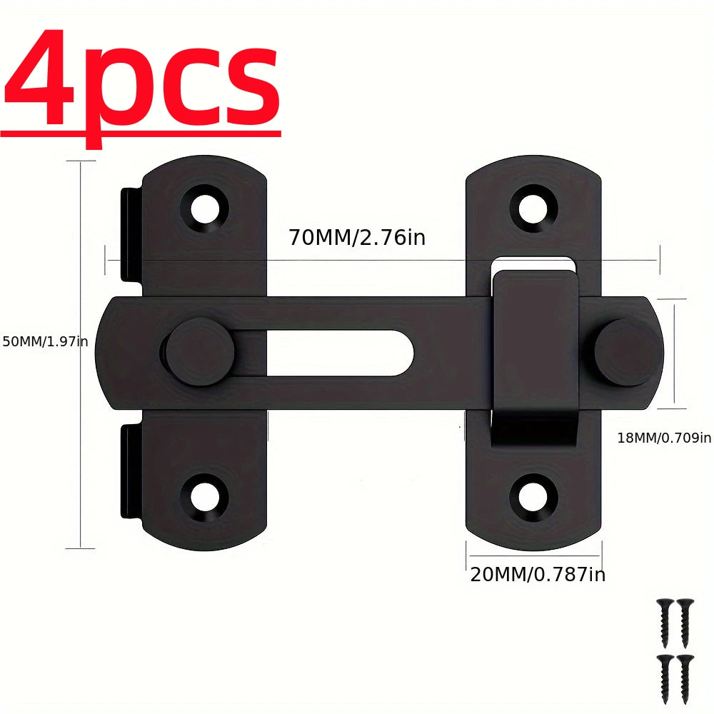 Stainless Steel Door Bolt Lock 180° Flip Latch – Set of 4 Heavy Duty Security Locks with 2 Keys for Garage Stable Bathroom Outdoor Gate Shed Fence Home Door