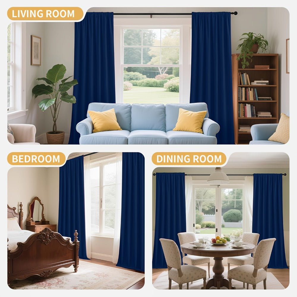 Blackout Curtains 4 Panels Thermal Insulated Room Darkening Drapes – Rod Pocket, Energy Saving, Solid Color for Bedroom & Living Room, 7 Colors & Multiple Sizes