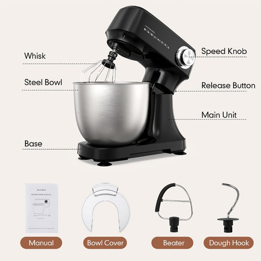 Stand Mixer, 4.8-Qt Tilt-Head Design with 12 Speeds, Whisk, Dough Hook and Flat Beater